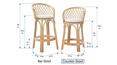 Rattan Criss-Cross Counter Stool, Natural