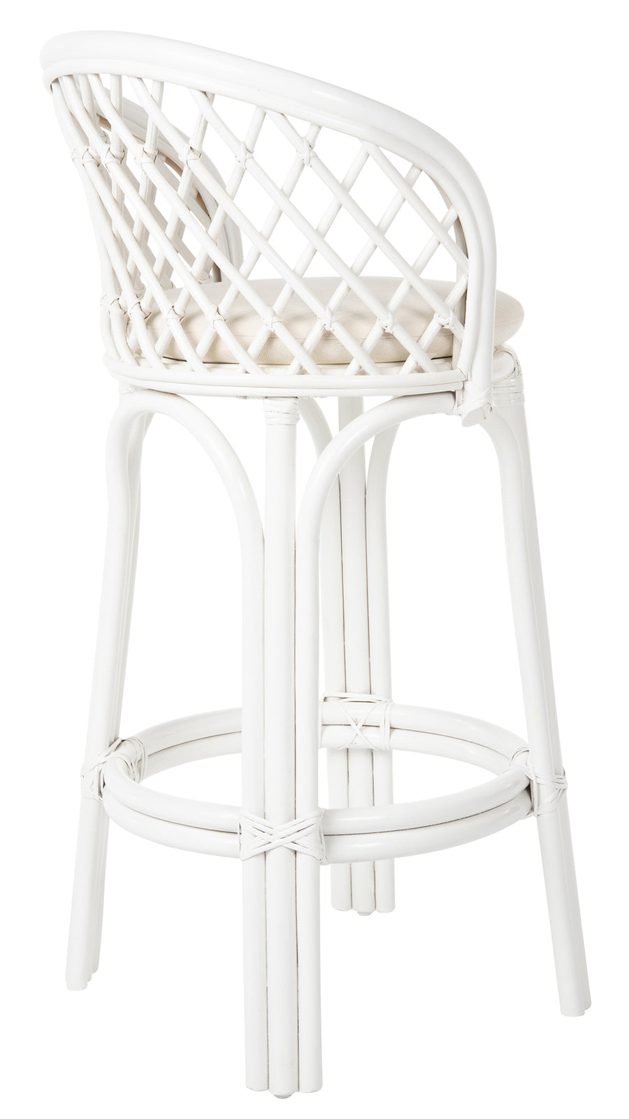 White Rattan Criss-Cross Bar Stool