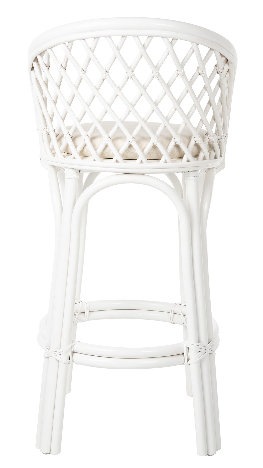 Rattan Criss Cross Bar Stool White