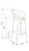 Rattan Criss-Cross Bar Stool, White