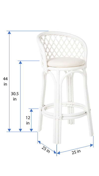 Rattan Criss-Cross Bar Stool, White