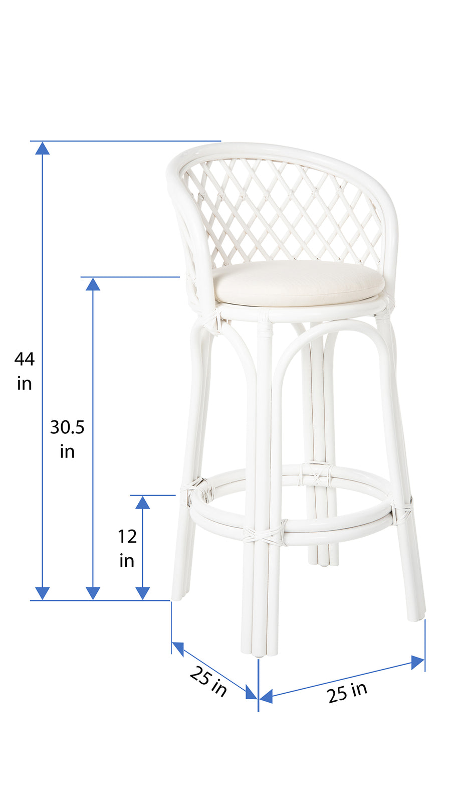 White Rattan Criss-Cross Bar Stool