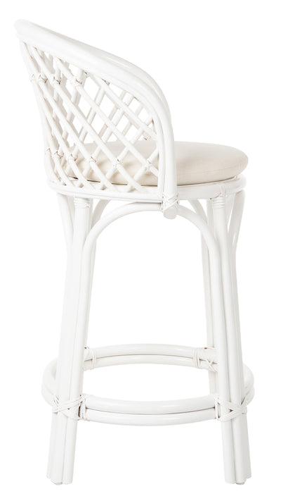 Rattan Criss-Cross Counter Stool, White