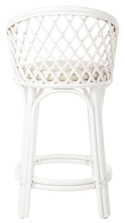 Rattan Criss-Cross Counter Stool, White