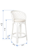 Rattan Criss-Cross Counter Stool, White