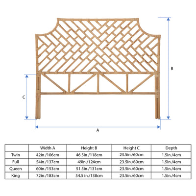 Rattan Chippendale Headboard, Natural