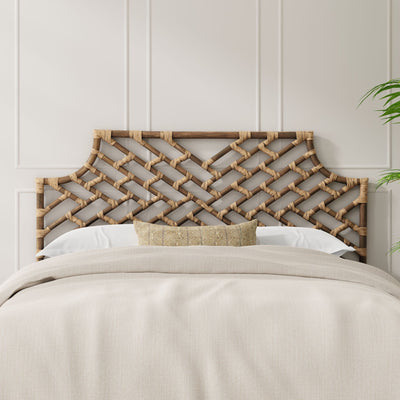 Rattan Chippendale Headboard, Antique Brown