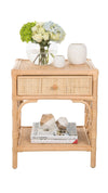 Rattan Chippendale Bedside Table, Natural