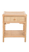 Rattan Chippendale Bedside Table, Natural