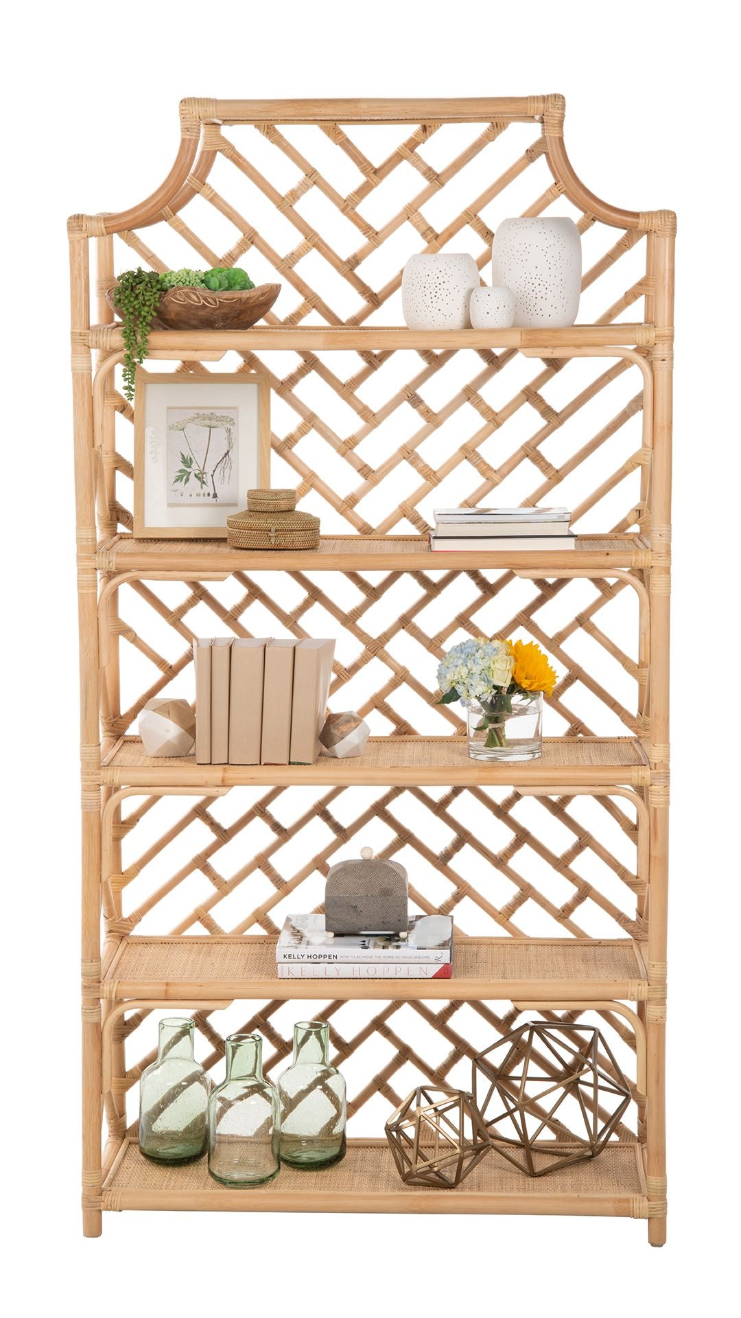 Rattan Chippendale Bookshelf Natural