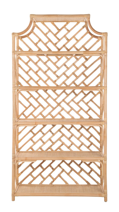 Rattan Chippendale Bookshelf, Natural