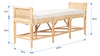 Kouboo Natural Rattan Sandbar Bench With White Seat Cushion Sideview