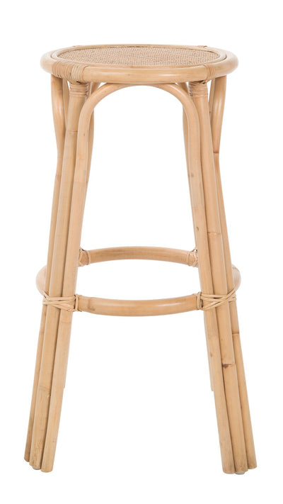 Rattan Lattice Backless Bar Stool, Natural