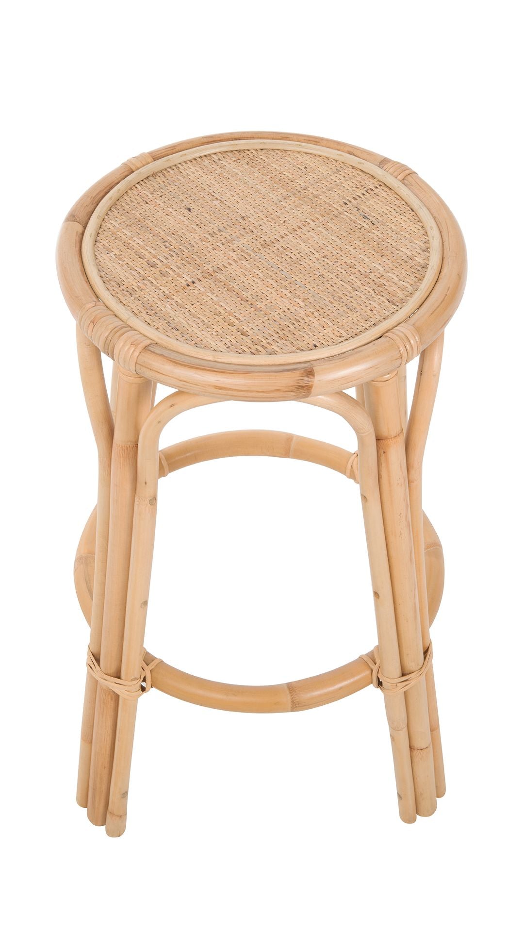 Rattan Lattice Backless Counter Stool, Natural