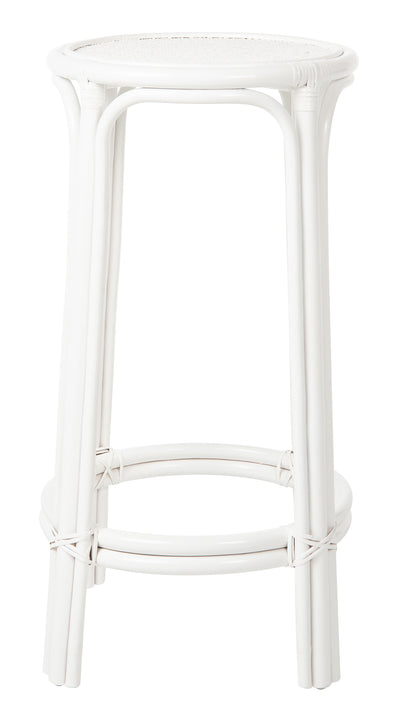 Rattan Lattice Backless Bar Stool, White