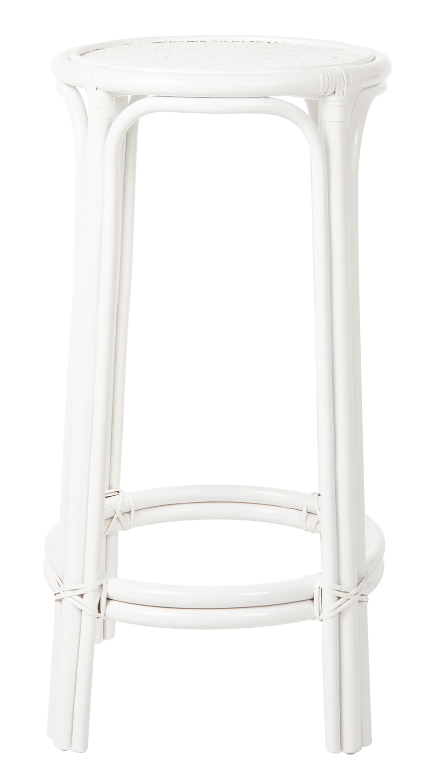 Kouboo White Lattice Backless Rattan Barstool 