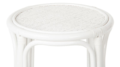 Rattan Lattice Backless Bar Stool, White