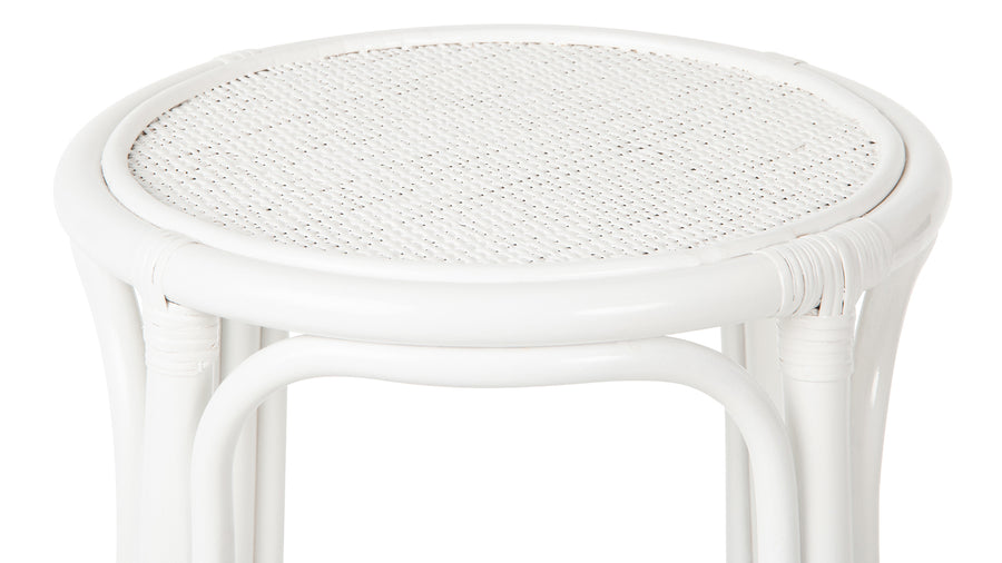 Kouboo White Lattice Backless Rattan Barstool 