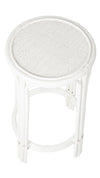 Rattan Lattice Backless Bar Stool, White