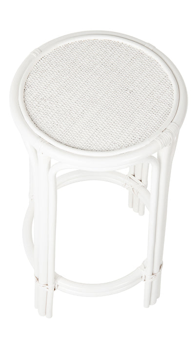 Rattan Lattice Backless Bar Stool, White