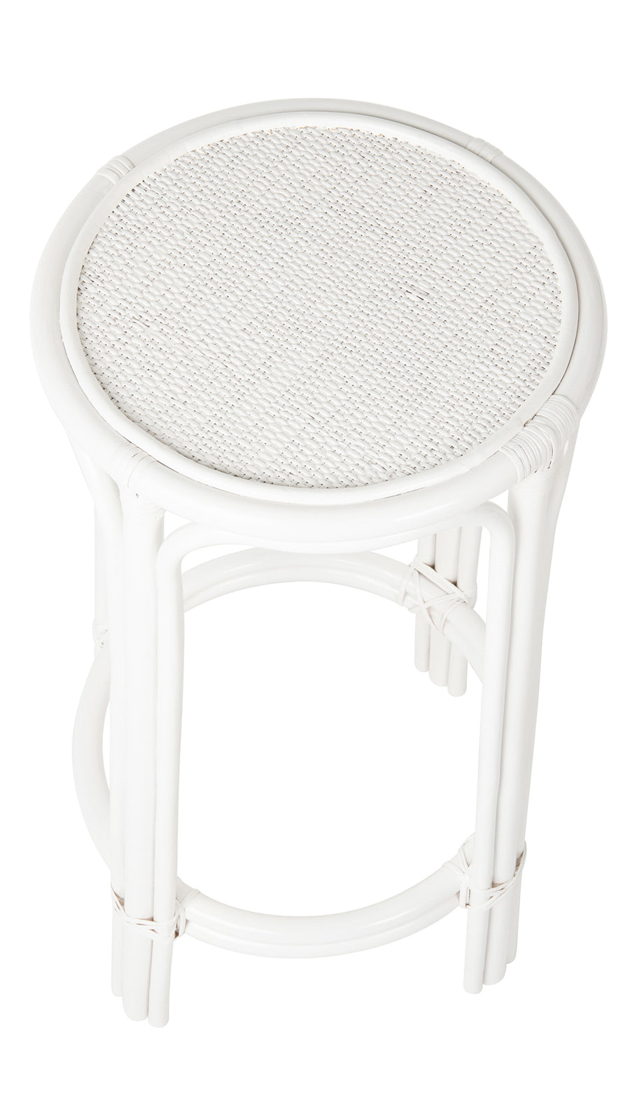 Kouboo White Lattice Backless Rattan Barstool 