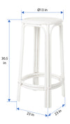 Rattan Lattice Backless Bar Stool, White