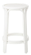 Rattan Lattice Backless Counter Stool, White