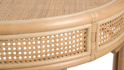 Rattan Cane Half-Moon Semi-Circular Console or End Table, Natural