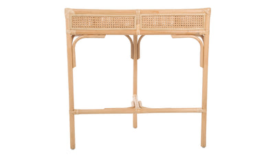 Rattan Cane Half-Moon Semi-Circular Console or End Table, Natural