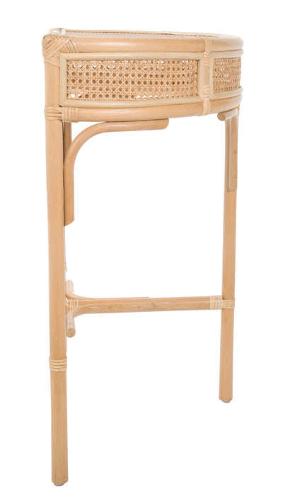 Rattan Cane Half-Moon Semi-Circular Console or End Table, Natural