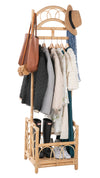 Rattan Freestanding Coat Rack with Shoe Shelf, Natural