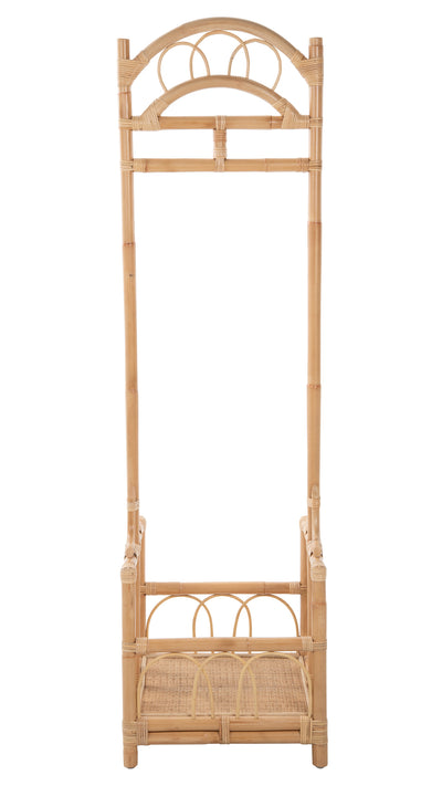 Rattan Freestanding Coat Rack with Shoe Shelf, Natural