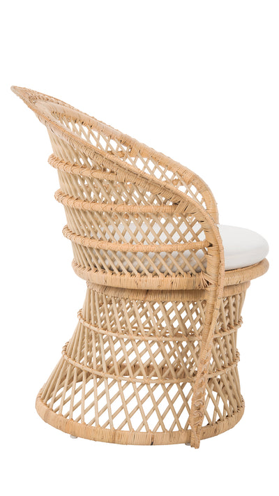 Peacock Rattan Dining Armchair or Lounge Chair, Natural