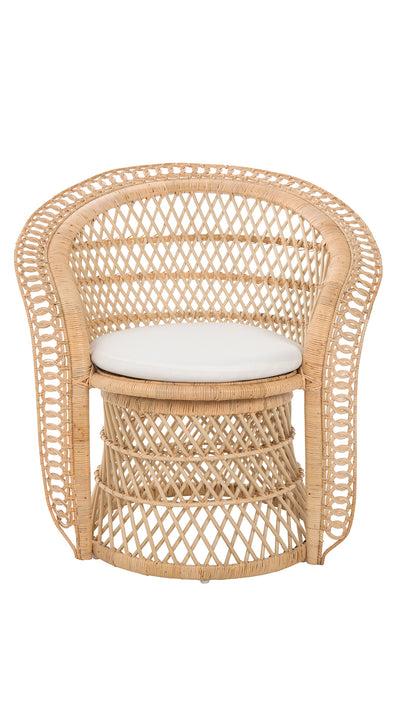 Peacock Rattan Dining Armchair or Lounge Chair, Natural