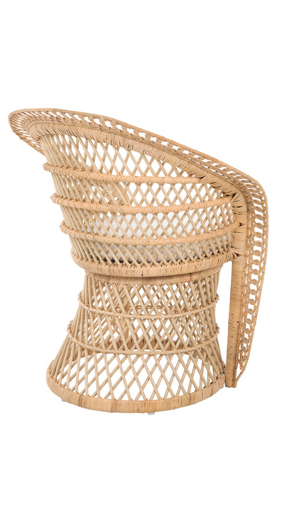 Peacock Rattan Dining Armchair or Lounge Chair, Natural