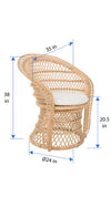 Peacock Rattan Dining Armchair or Lounge Chair, Natural