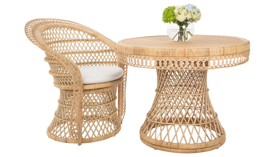Round Rattan Peacock Dining Table