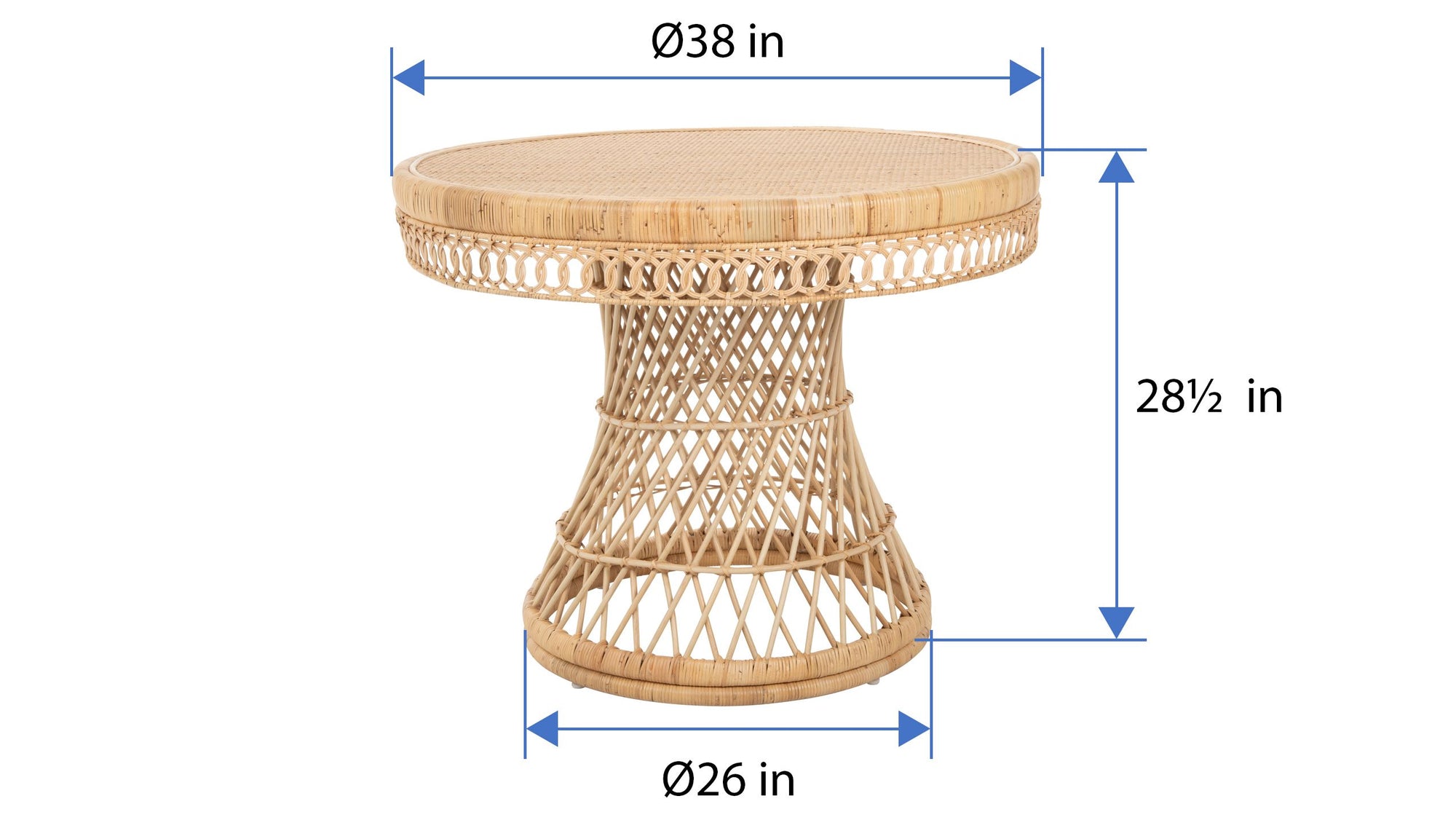 Round Rattan Peacock Dining Table, Natural