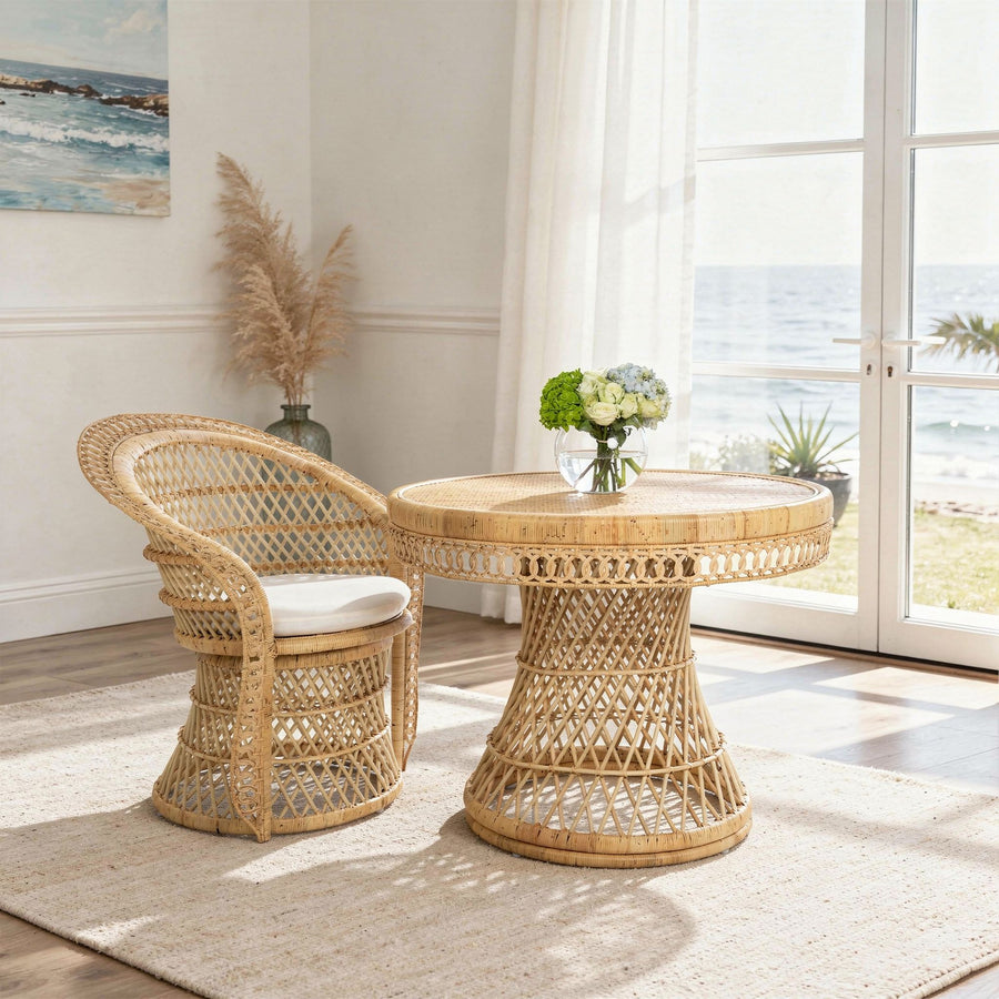 Round Rattan Peacock Dining Table