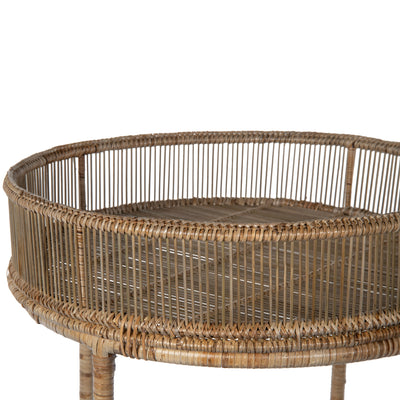 Flared Rattan Aman Side Table, Tray End Table