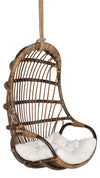 Kouboo Hanging Rattan Swing Chair With White Seat Cushion