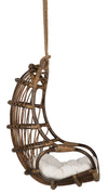 Kouboo Hanging Rattan Swing Chair With White Seat Cushion