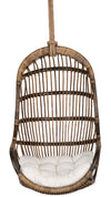 Kouboo Hanging Rattan Swing Chair With White Seat Cushion