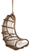 Kouboo Hanging Rattan Swing Chair With White Seat Cushion