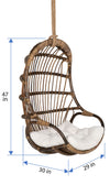 Kouboo Hanging Rattan Swing Chair With White Seat Cushion