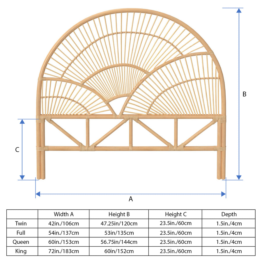 Sunrise Rattan Headboard, Natural