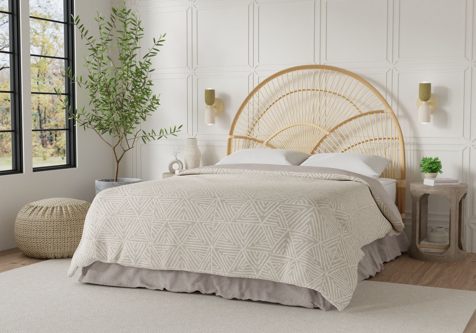 Round cane headboard hotsell