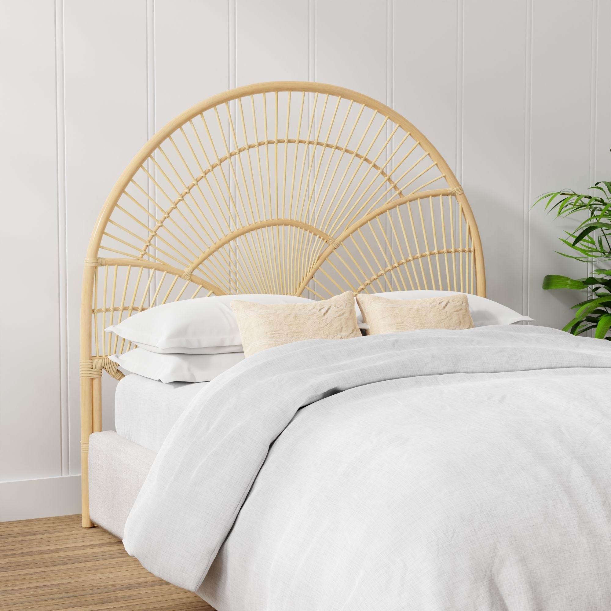 Light Ratta Headboard Sunrise Rattan Headboard, Natural