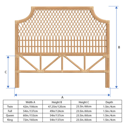 Nias Classic Rattan Headboard , Natural