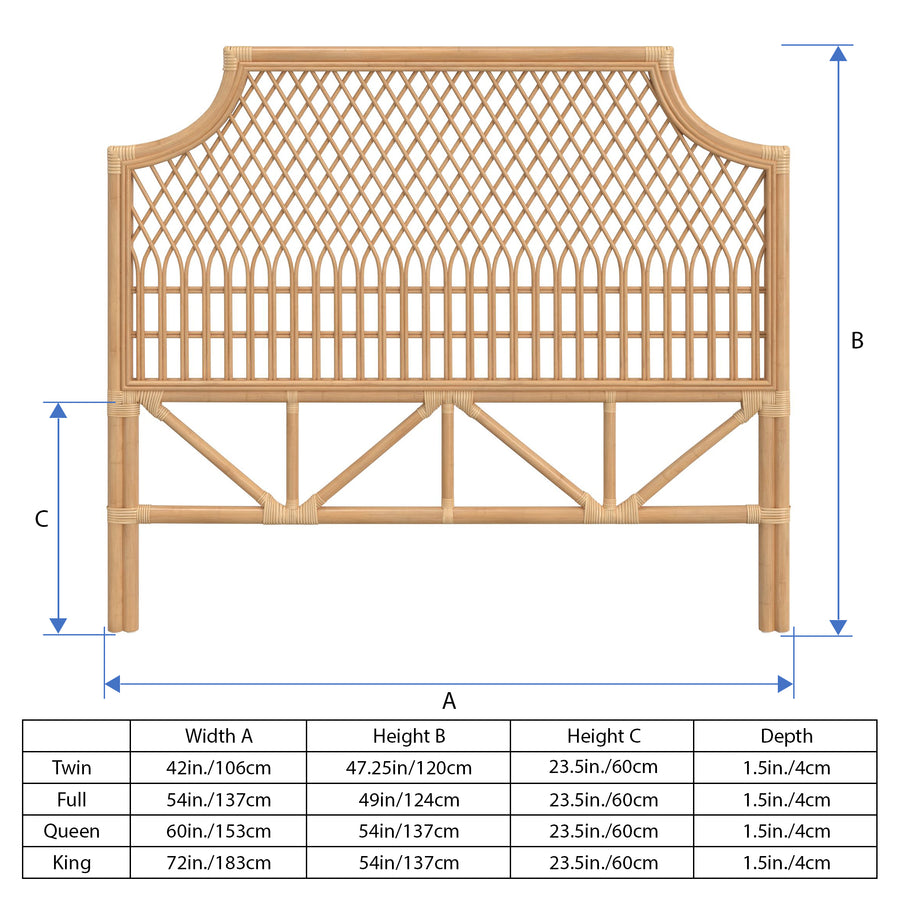 Nias Classic Rattan Headboard , Natural
